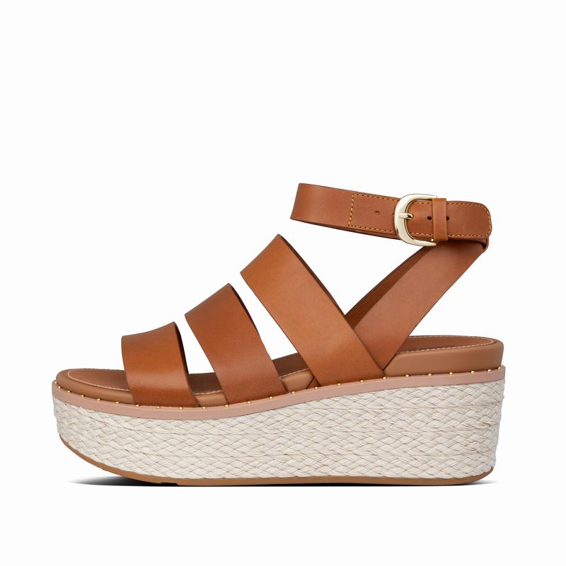 FitFlop Eloise Ankle Strap Espadrille HellBraun - FitFlop Keilsandalette Damen Sale [UZFK-89452]